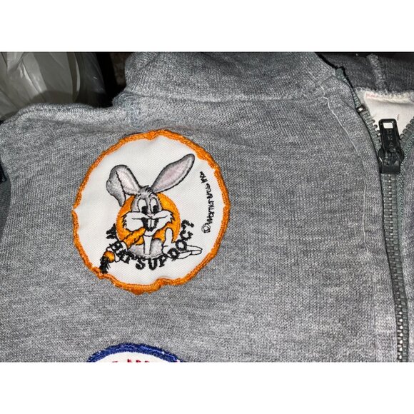 Vintage Gray Hoodie With Sewn-On Collectible Patches - Picture 13 of 16